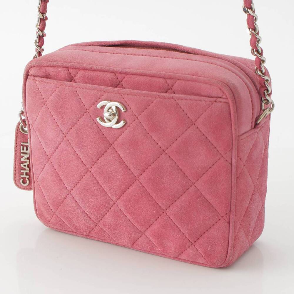 Chanel Bag Suede Chain Matelasse Leather Shoulder Pink